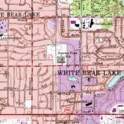 Topographic Map of Sunrise Park Alternative Learning Center, MN