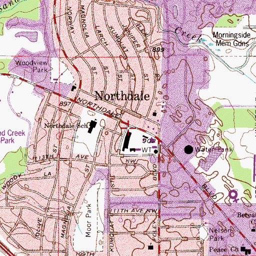 Topographic Map of University Creek Alternative Learning Center, MN