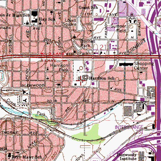 Topographic Map of W Harry Davis Academy, MN