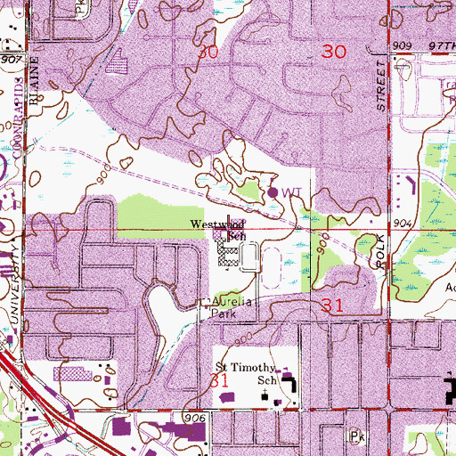 Topographic Map of Westwood Elementary School, MN