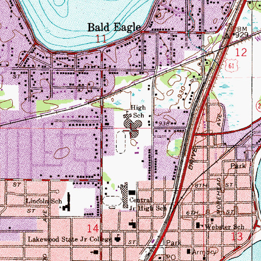 Topographic Map of White Bear Lake North Campus Area Learning Center, MN