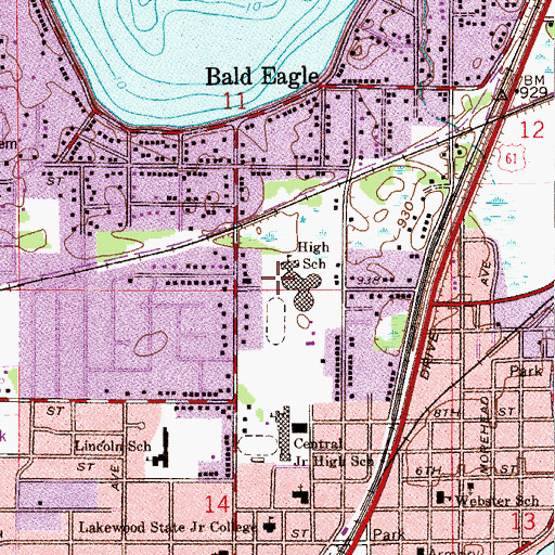 Topographic Map of White Bear Lake Area High School North Campus, MN