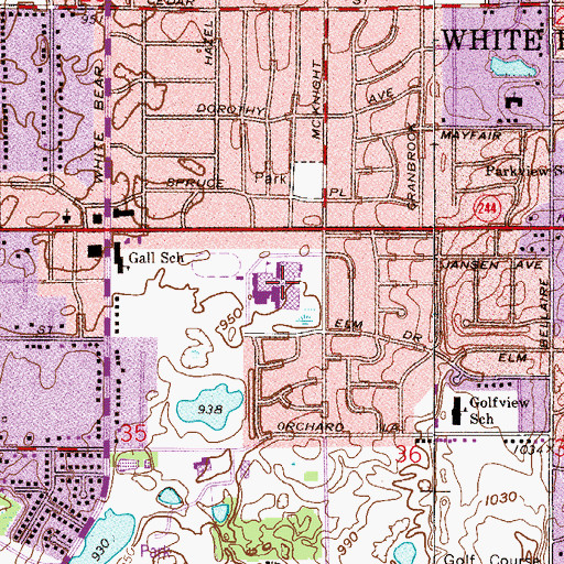 Topographic Map of White Bear South Campus Alternative Learning Center, MN