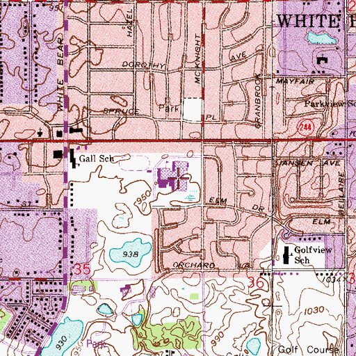 Topographic Map of White Bear Lake Area High School South Campus, MN