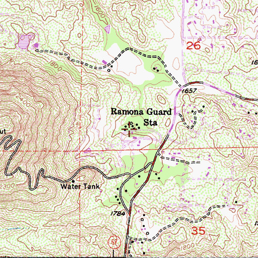 Topographic Map of Ramona Guard Station, CA