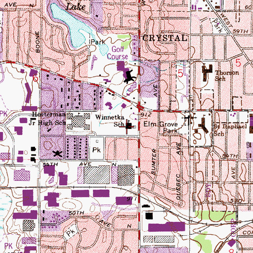 Topographic Map of Winnetka Learning Center Intermediate School, MN