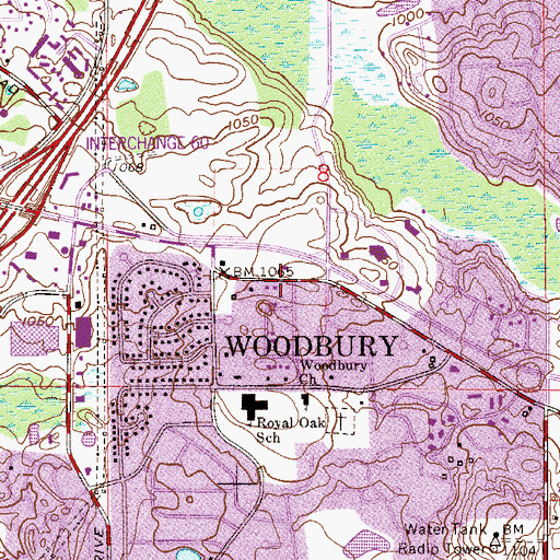Topographic Map of Woodbury Lutheran School, MN