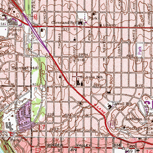 Topographic Map of Woodland Institute for Excellence School, MN