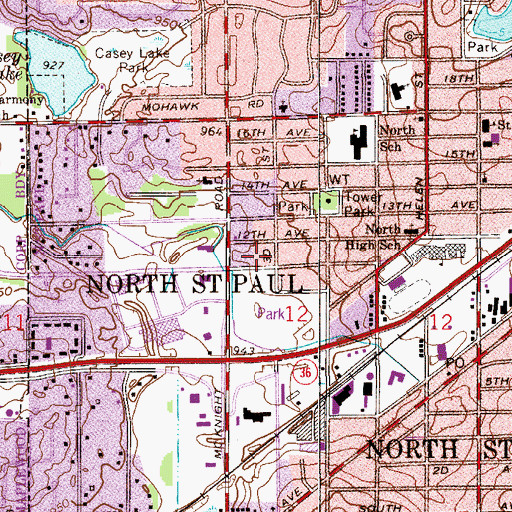 Topographic Map of Polar Plaza Shopping Center, MN