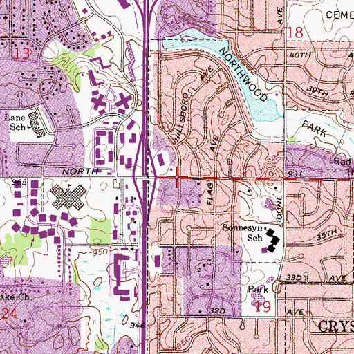 Topographic Map of Post Haste Square Shopping Center, MN