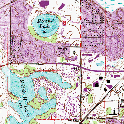 Topographic Map of Prairie Village Mall Shopping Center, MN