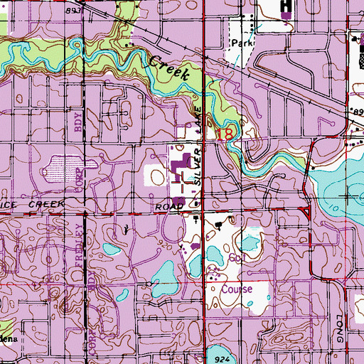 Topographic Map of Rice Creek Plaza Shopping Center, MN