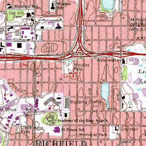 Topographic Map of Richfield Shoppes North Shopping Center, MN
