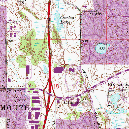 Topographic Map of Rockford Road Plaza Shopping Center, MN