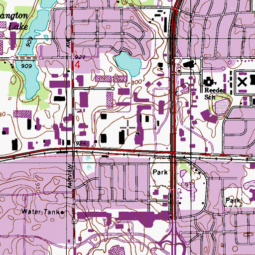 Topographic Map of Rosedale Square Shopping Center, MN
