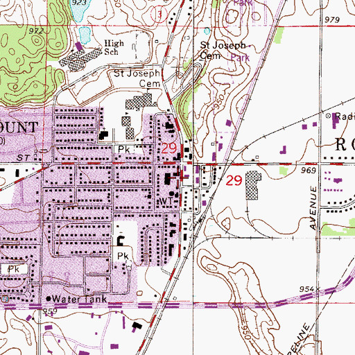 Topographic Map of Rosemount Mall Shopping Center, MN