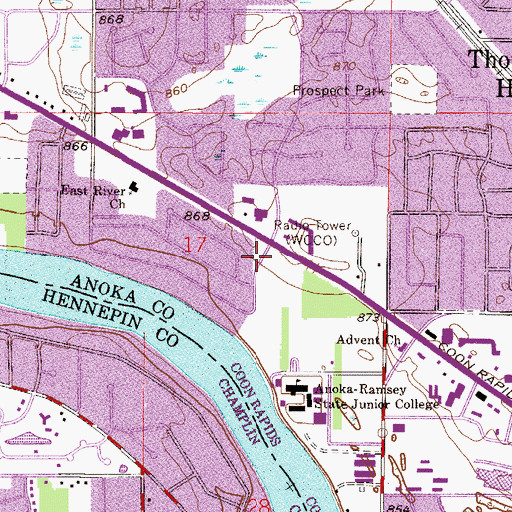 Topographic Map of Round Lake Shoppes Shopping Center, MN