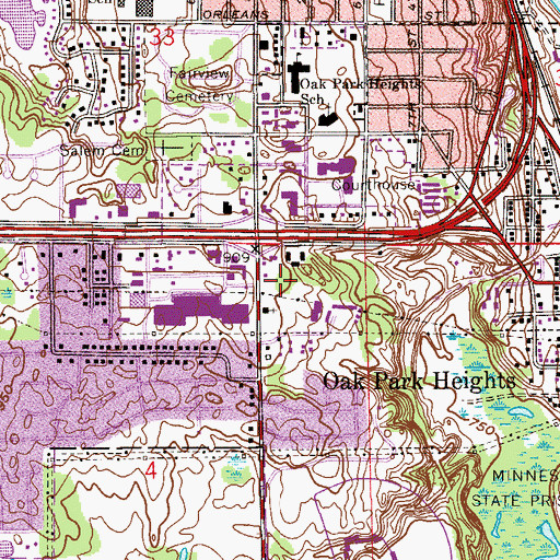 Topographic Map of Saint Croix Mall Shopping Center, MN
