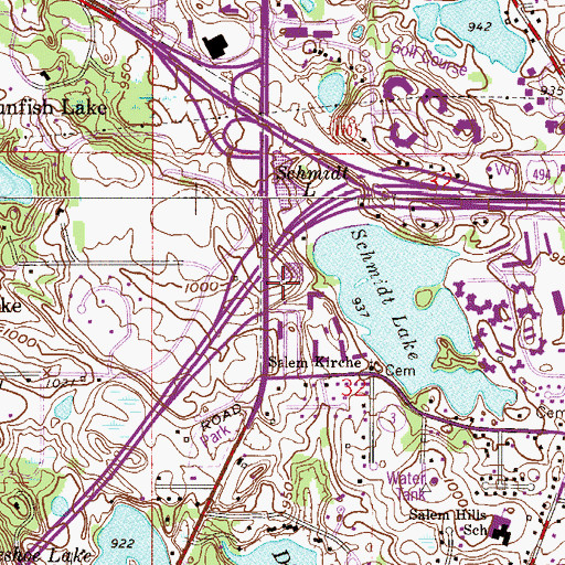 Topographic Map of Salem Square Shopping Center, MN