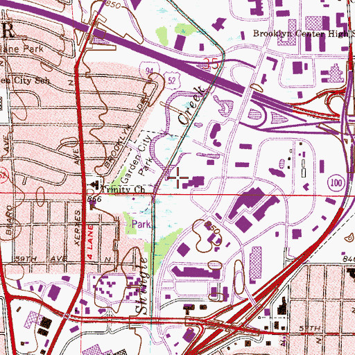 Topographic Map of Shingle Creek Center Shopping Center, MN