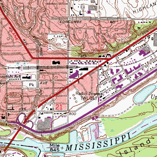 Topographic Map of Sibley Plaza Shopping Center, MN