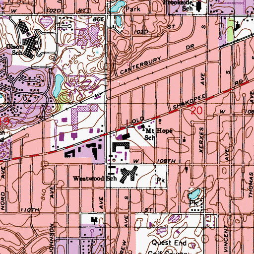 Topographic Map of Southport Center Shopping Center, MN