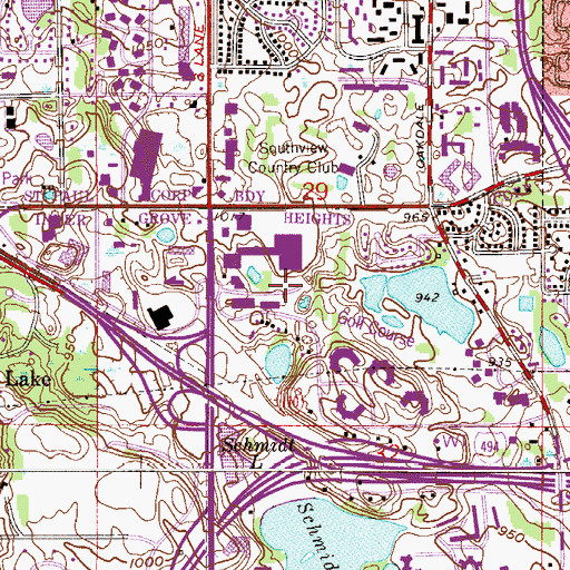 Topographic Map of Southridge Center Shopping Center, MN