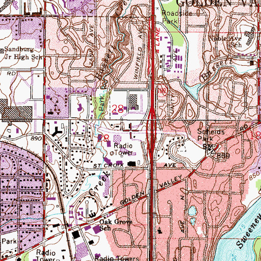 Topographic Map of Spring Gate Shopping Center, MN