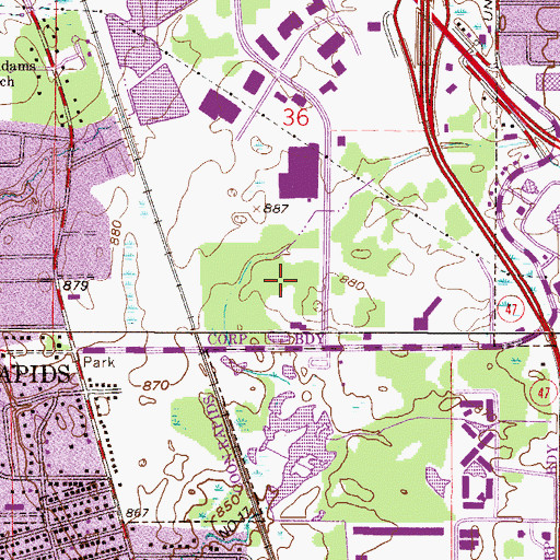 Topographic Map of Springbrook Mall Shopping Center, MN