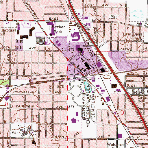 Topographic Map of Terrace Mall Shopping Center, MN