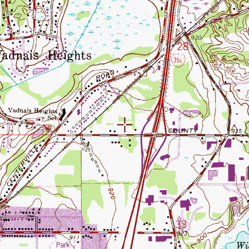Topographic Map of Vadnais Square Shopping Center, MN