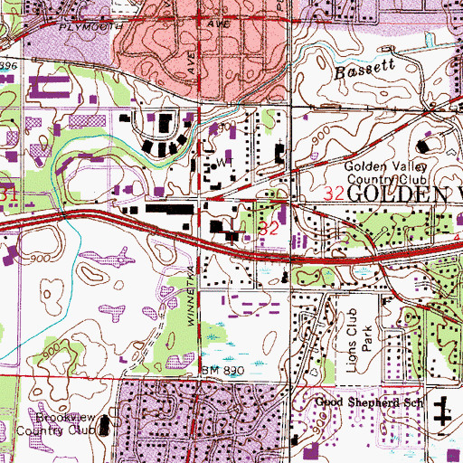 Topographic Map of Valley Plaza Center Shopping Center, MN