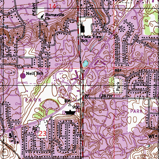Topographic Map of Valley Ridge Shopping Center, MN