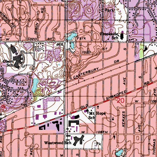 Topographic Map of Valley West Shopping Center, MN