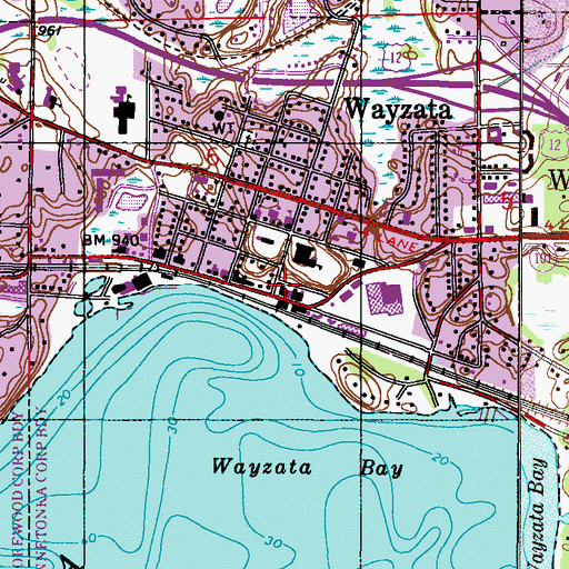 Topographic Map of Wayzata Village Shoppes Shopping Center, MN