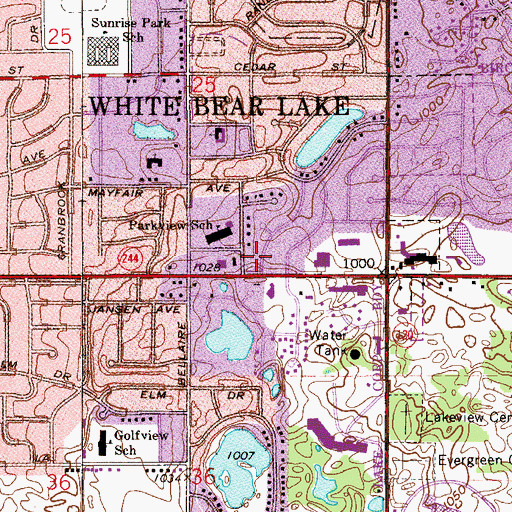 Topographic Map of White Bear Hills Shopping Center, MN