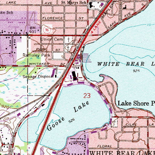 Topographic Map of White Bear Shopping Center, MN