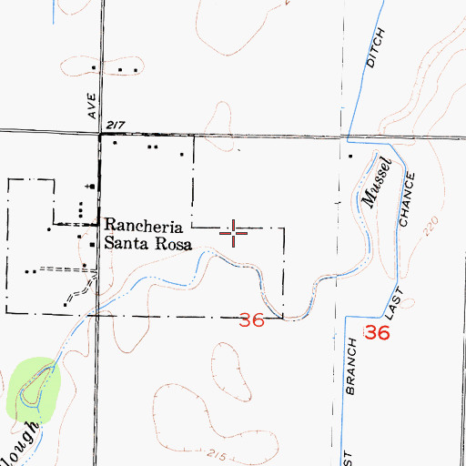 Topographic Map of Santa Rosa Rancheria, CA