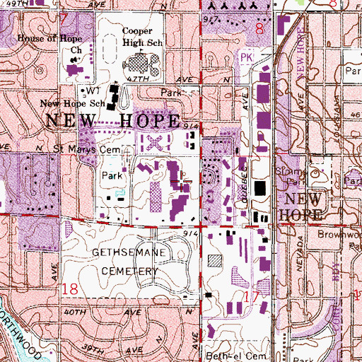 Topographic Map of Winnetka Shopping Center, MN