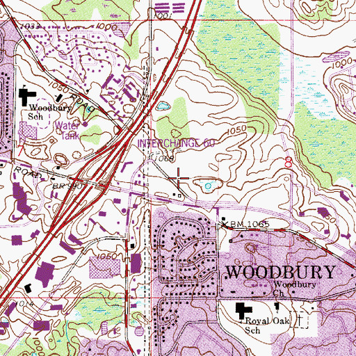 Topographic Map of Woodbury Village Shopping Center, MN
