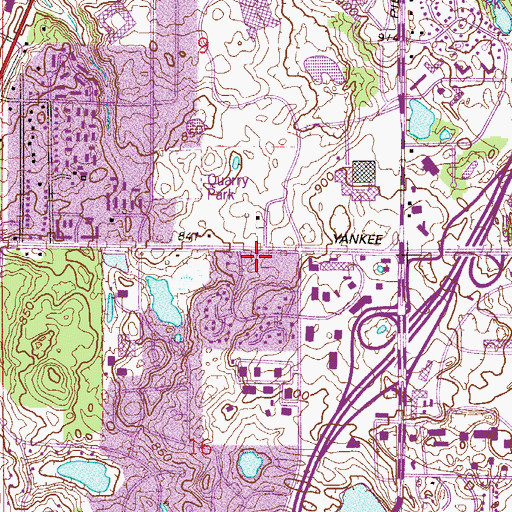 Topographic Map of Yankee Square Shopping Center, MN