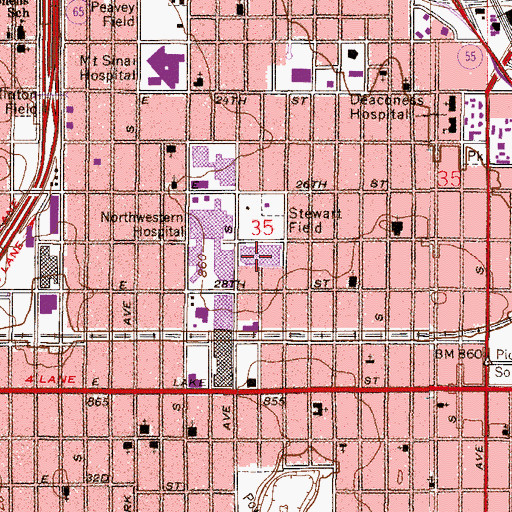 Topographic Map of Anderson Elementary School, MN