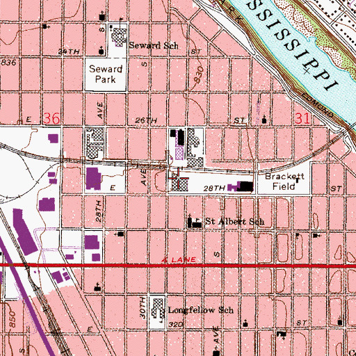 Topographic Map of Anishinabe Academy, MN