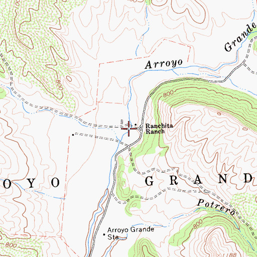 Topographic Map of Ranchita Ranch, CA