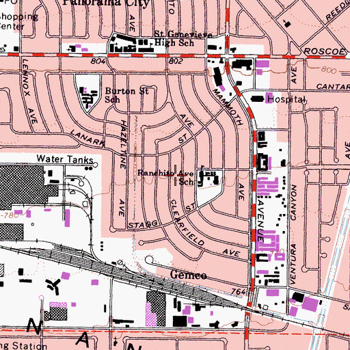 Topographic Map of Ranchito Elementary School, CA