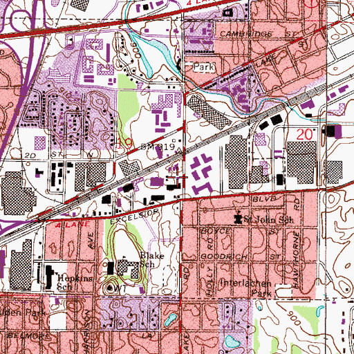 Topographic Map of Blake Middle School, MN