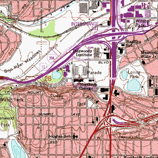 Topographic Map of Blake School, MN