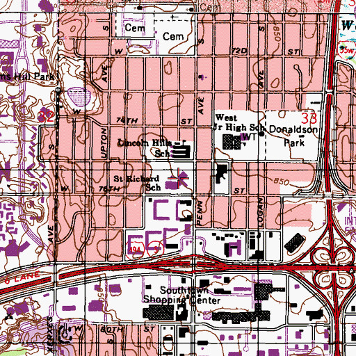 Topographic Map of Blessed Trinity Catholic School - Penn Campus, MN
