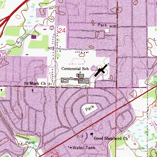 Topographic Map of Centennial Senior High School, MN