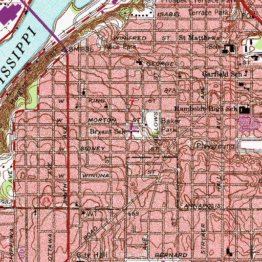 Topographic Map of Cherokee Heights Magnet Elementary School, MN